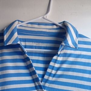 Talbots Blue and White Striped Womens Polo
